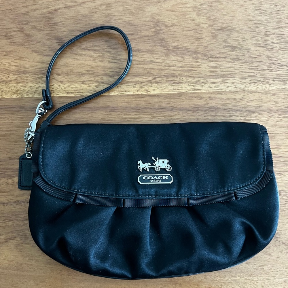 Coach Black Satin Wristlet